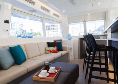 Modern interior of a stylish boat.